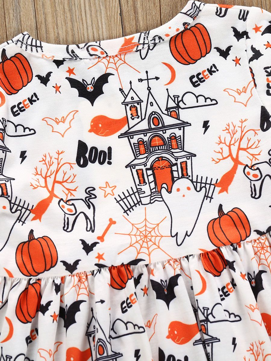 Baby Toddler Girl Halloween Theme Printed Dress - dianjiang-