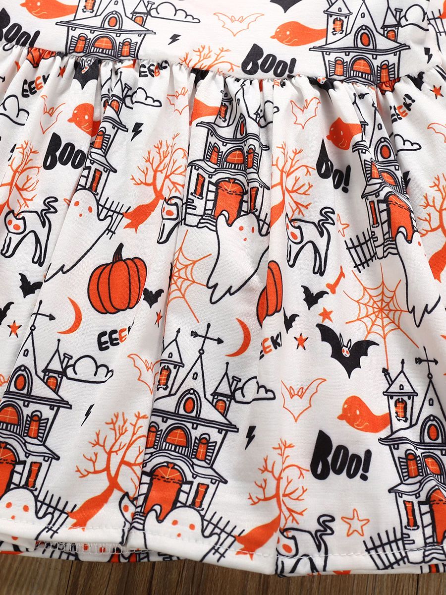 Baby Toddler Girl Halloween Theme Printed Dress - dianjiang-