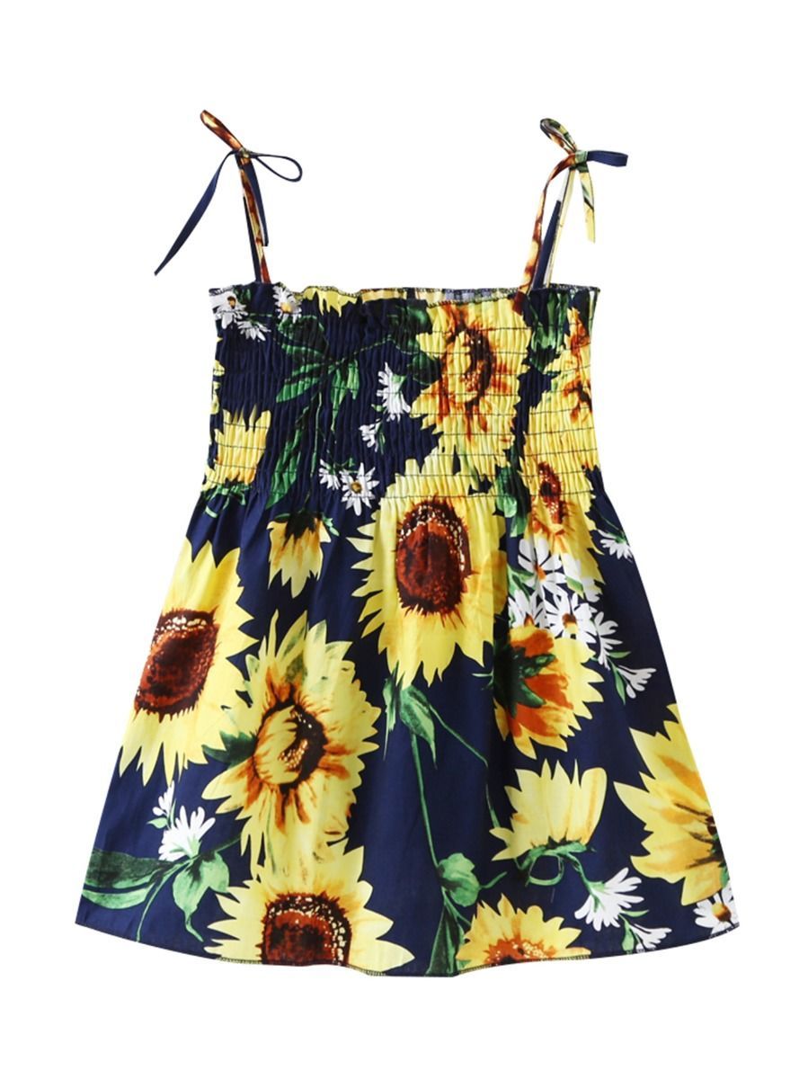 Baby Toddler Kids Sunflower Tie Sundress - dianjiang-
