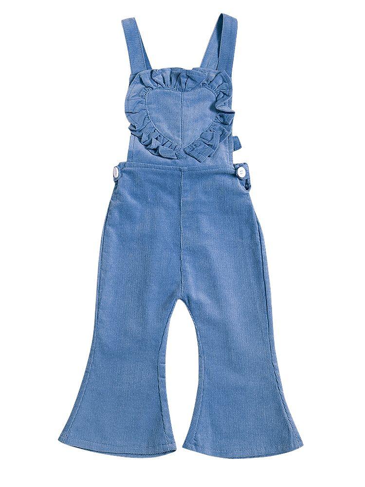 Fashion Ruffled Pants Love Heart Flared Overall Baby Toddler Suspender Trousers - dianjiang-