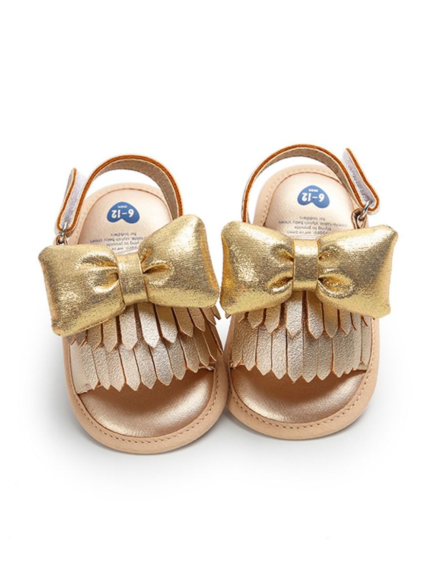 Stylish Tassel Trim Big Bow Pre-walker Sandal - dianjiang-