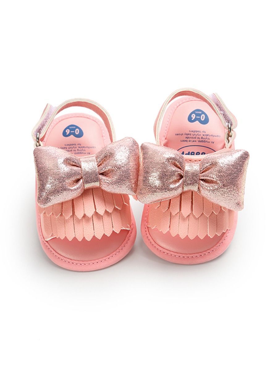 Stylish Tassel Trim Big Bow Pre-walker Sandal - dianjiang-