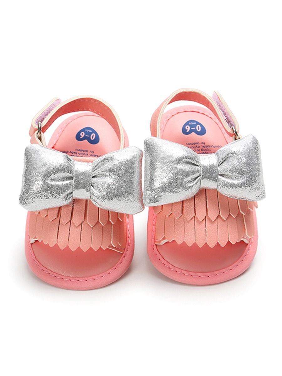 Stylish Tassel Trim Big Bow Pre-walker Sandal - dianjiang-