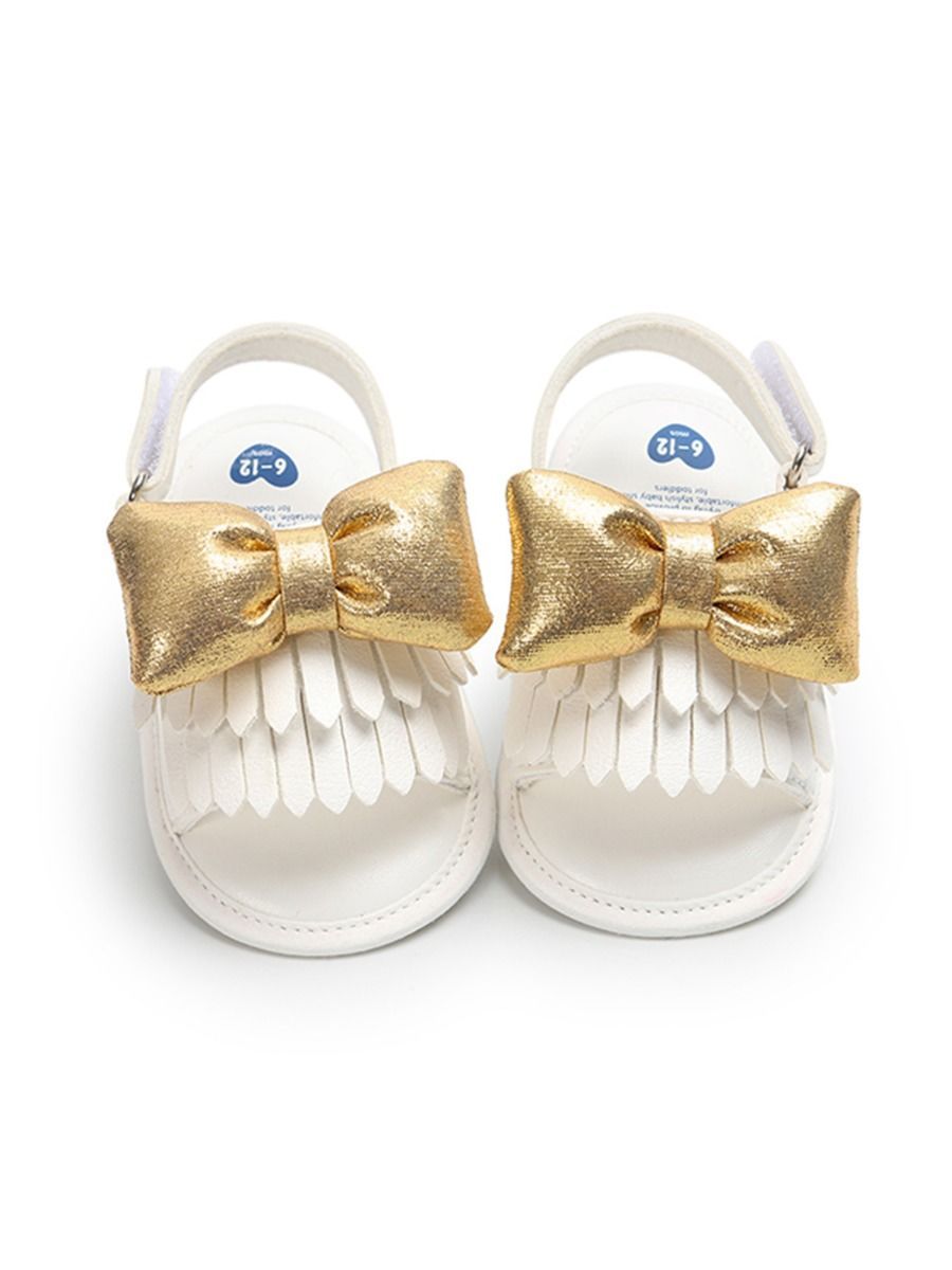 Stylish Tassel Trim Big Bow Pre-walker Sandal - dianjiang-