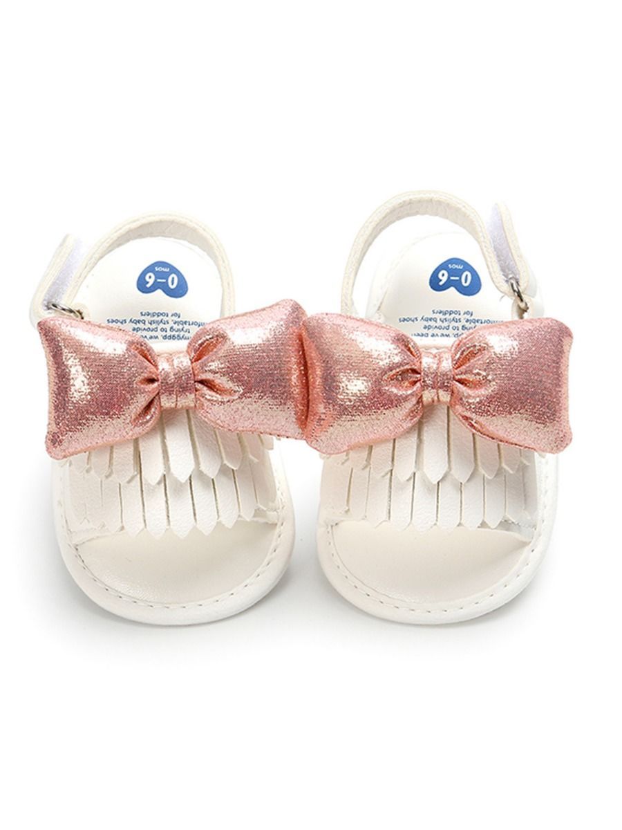 Stylish Tassel Trim Big Bow Pre-walker Sandal - dianjiang-