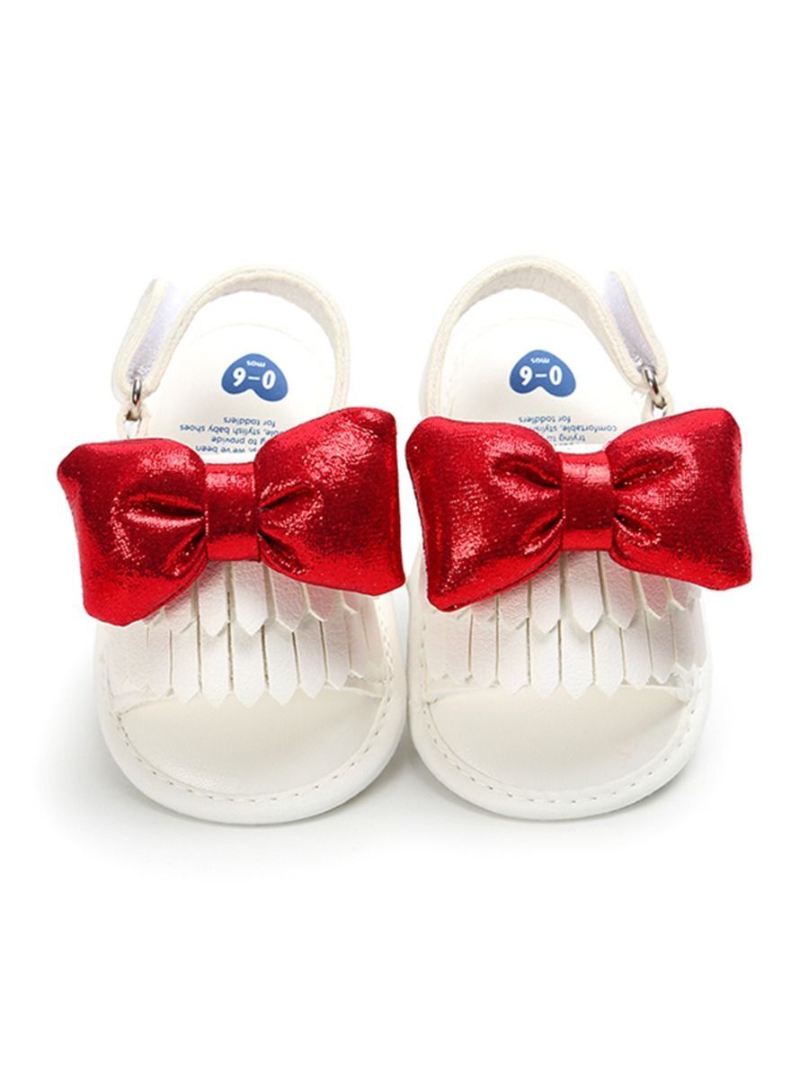 Stylish Tassel Trim Big Bow Pre-walker Sandal - dianjiang-