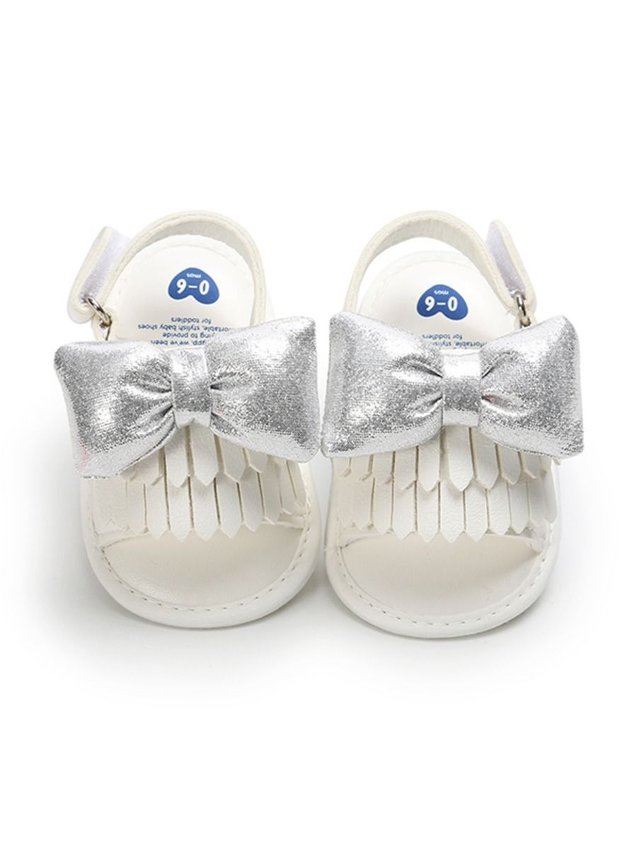 Stylish Tassel Trim Big Bow Pre-walker Sandal - dianjiang-