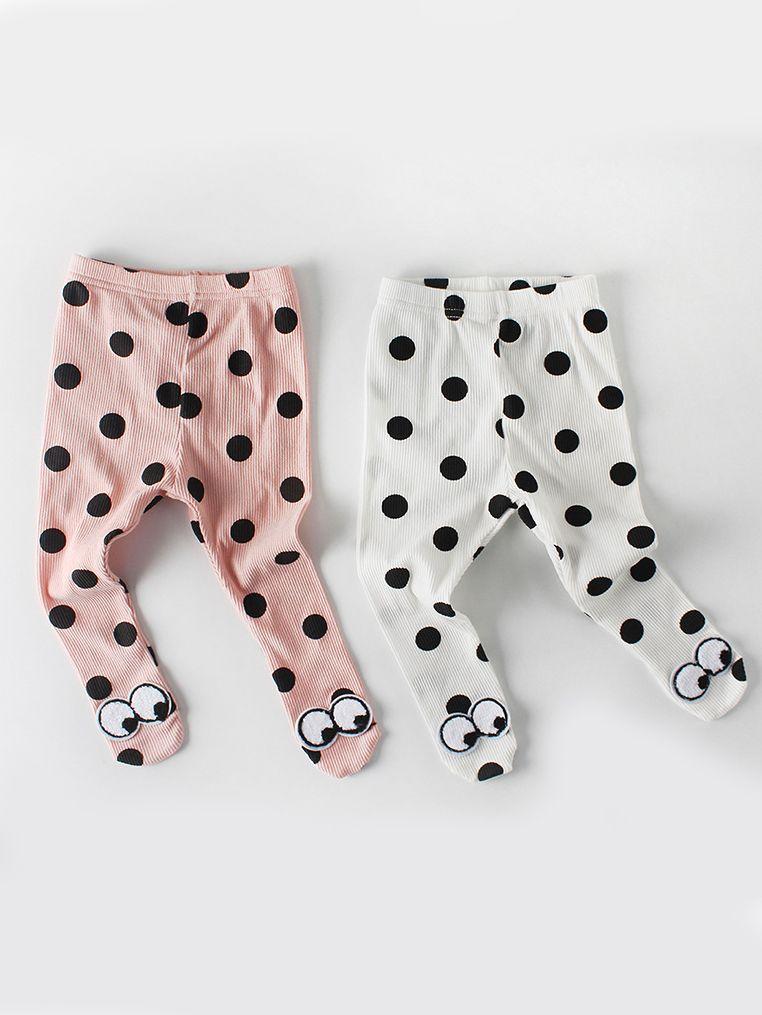 Cute Cartoon Pant Big Eyes Polka Dots Cotton Pantyhose for Baby Girls - dianjiang-
