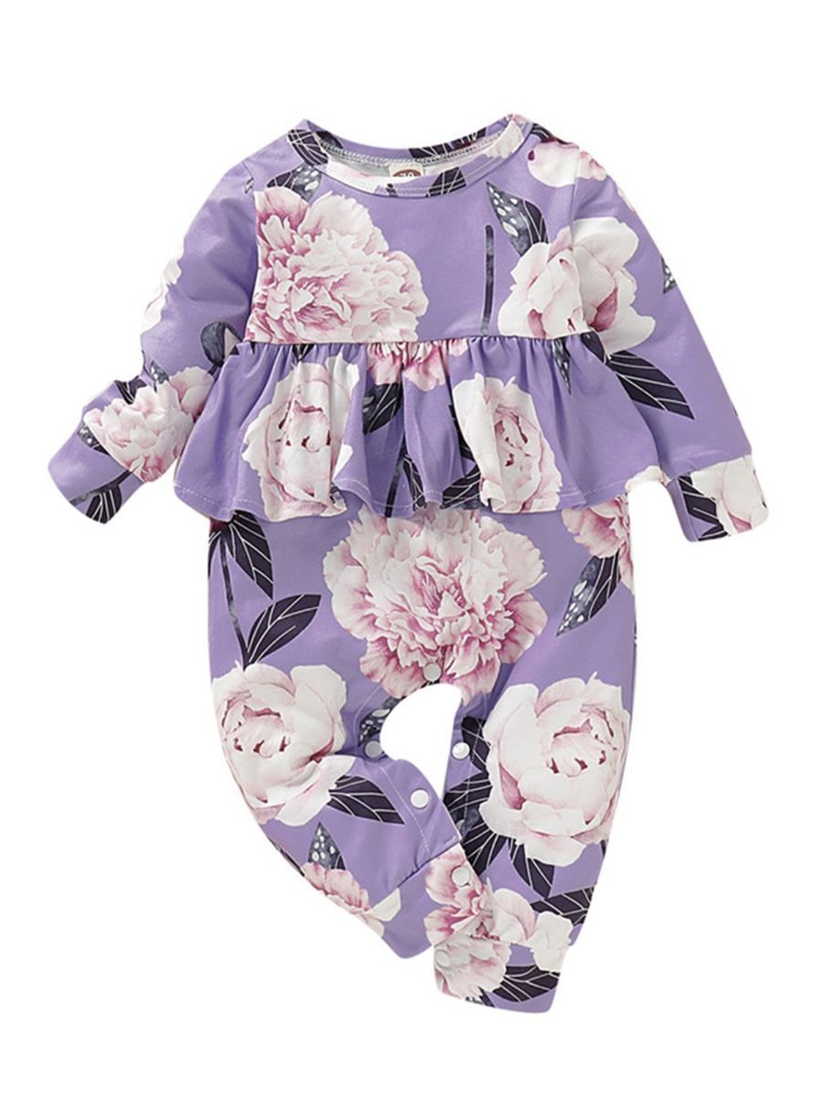Baby Girl Big Flower Long Sleeves Autumn Jumpsuit - dianjiang-