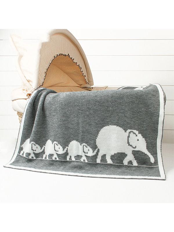 Elephants Knitted Acrylic Blankets - dianjiang-