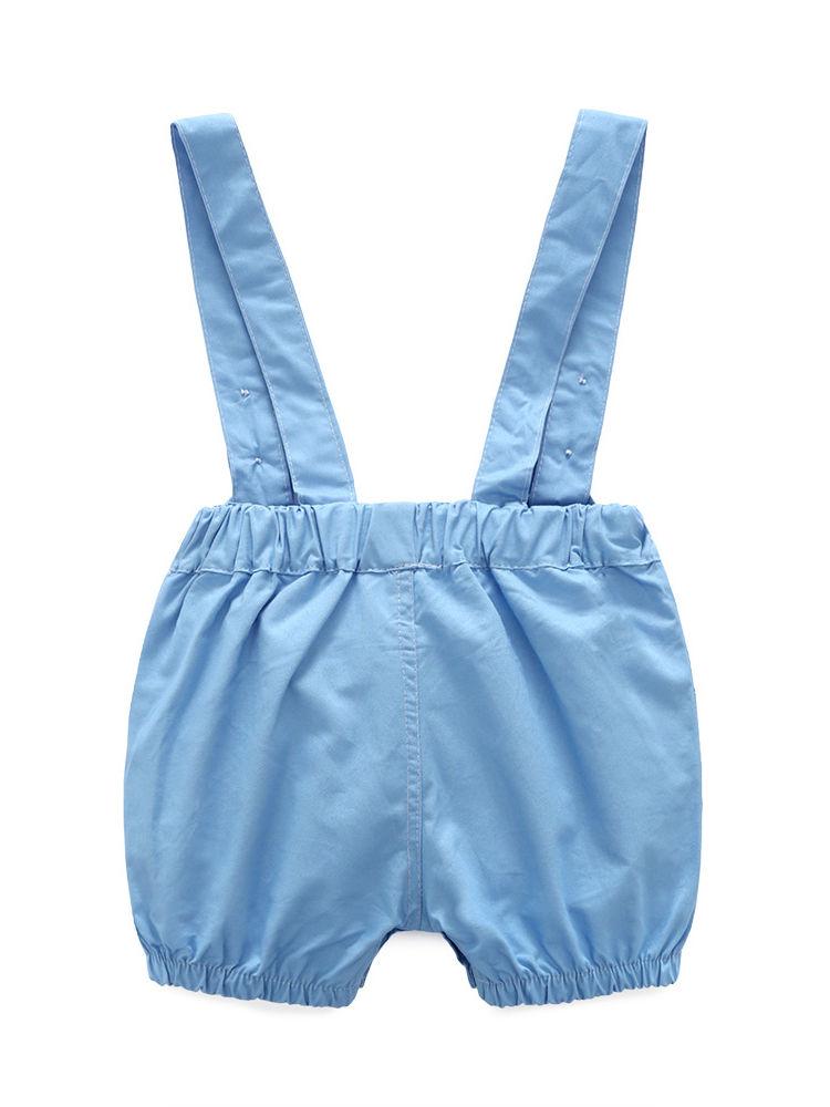 Summer Baby Boy 2-piece Outfits Striped T-shirt +Blue Suspender Shorts - dianjiang-