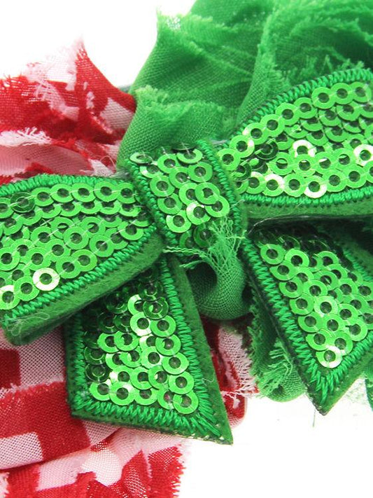 Sequin Bow Flower Trimmed Hair Clip Baby Christmas Headband - dianjiang-