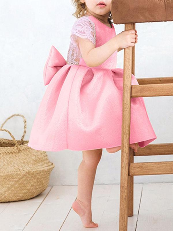 Bow Pierced Laced Princess Dress For Baby Toddler Girls - dianjiang-