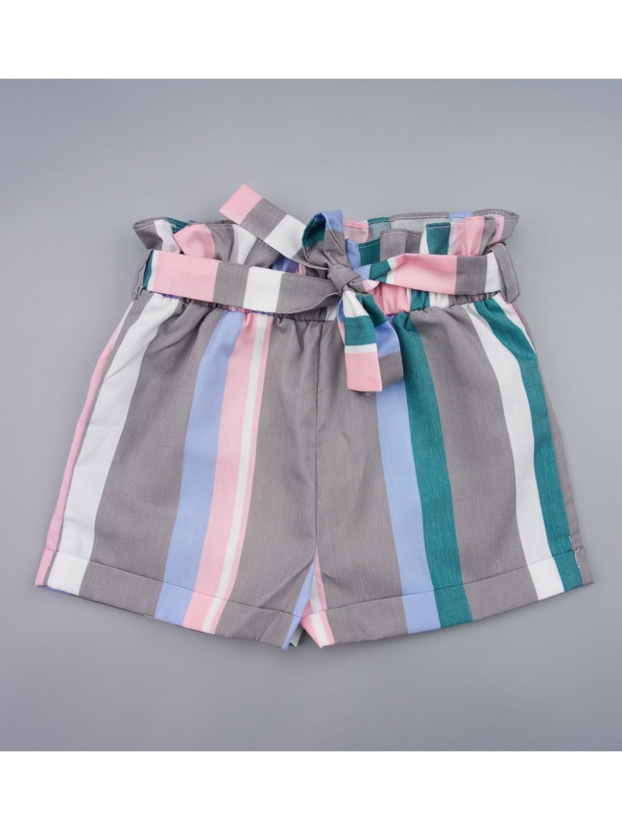Baby Toddler Girl Clothes Outfit Off Shoulder Top Matching Bow Stripe Shorts - dianjiang-