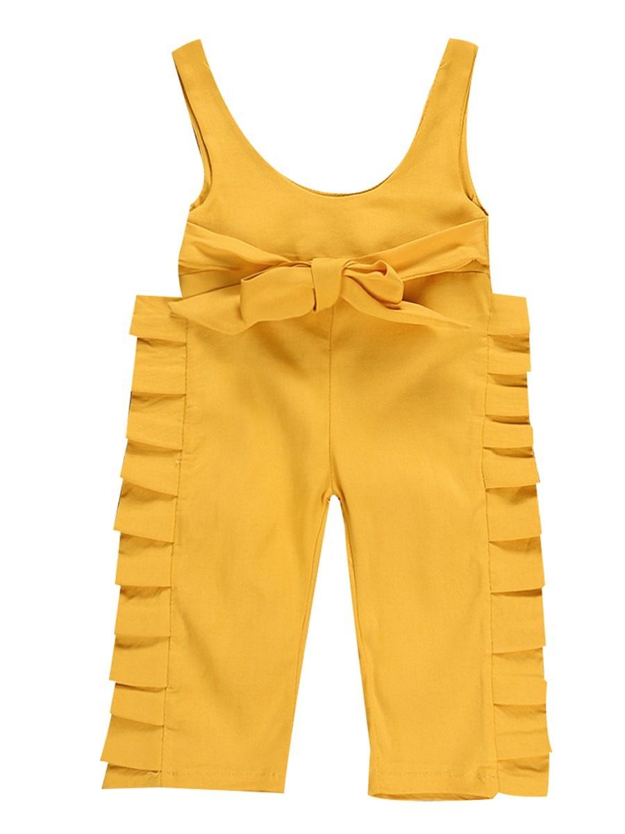 Trendy Baby Little Girl Bow Yellow Suspender Pants Overall - dianjiang-