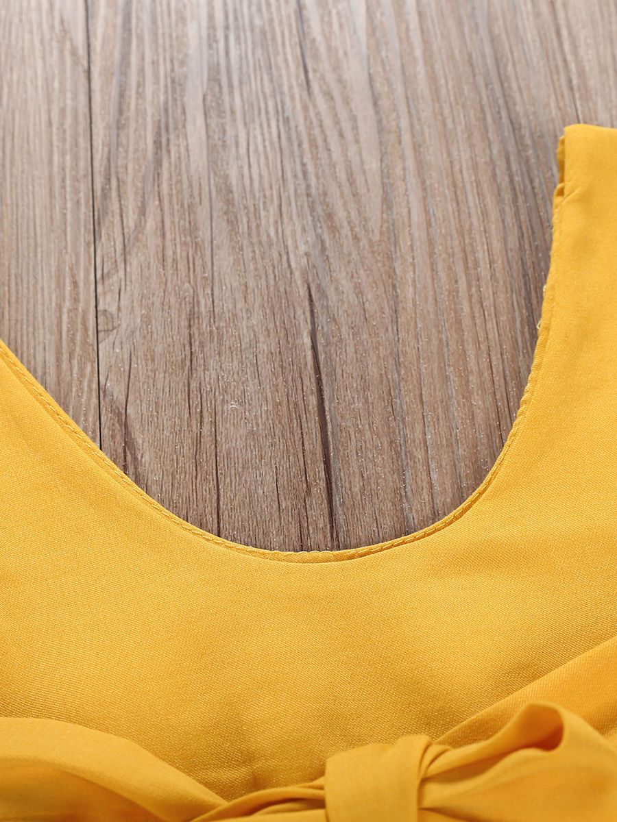 Trendy Baby Little Girl Bow Yellow Suspender Pants Overall - dianjiang-