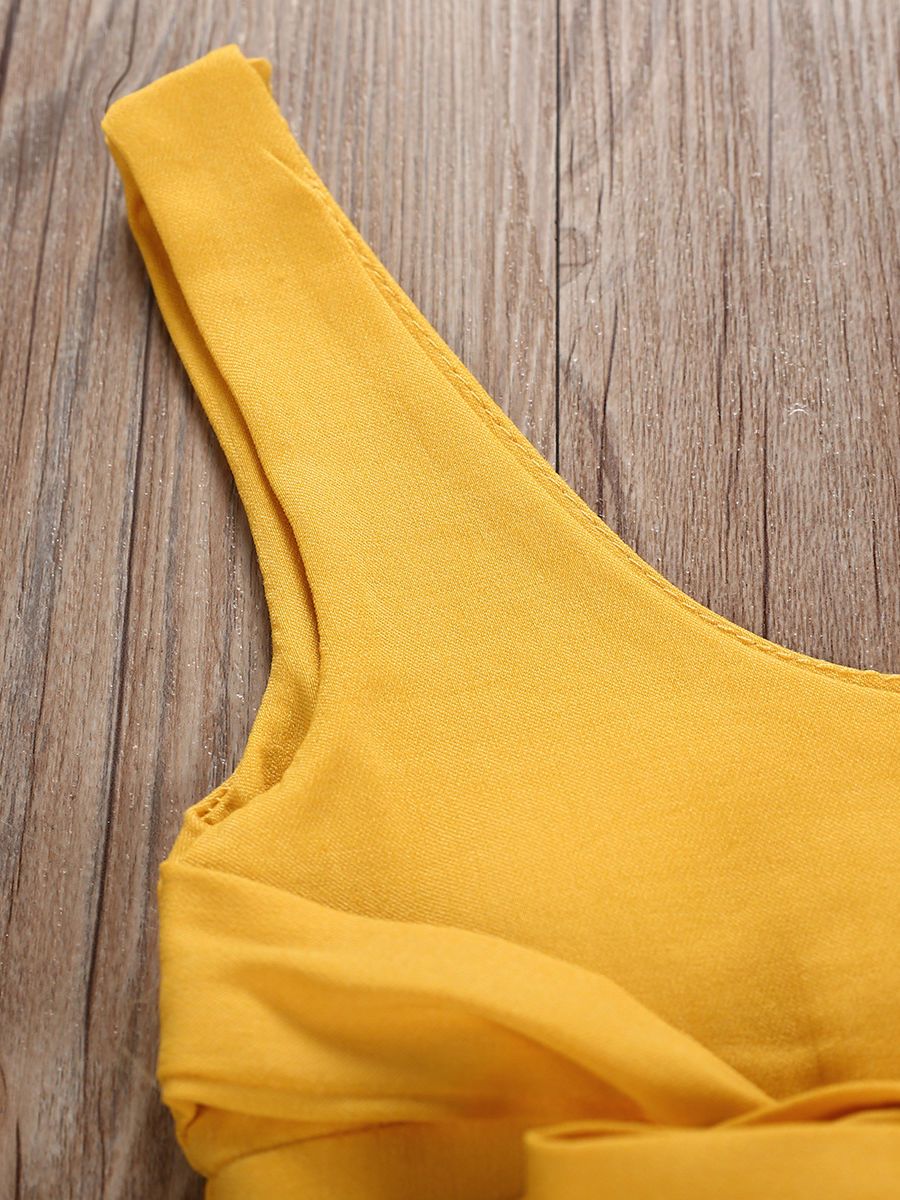 Trendy Baby Little Girl Bow Yellow Suspender Pants Overall - dianjiang-