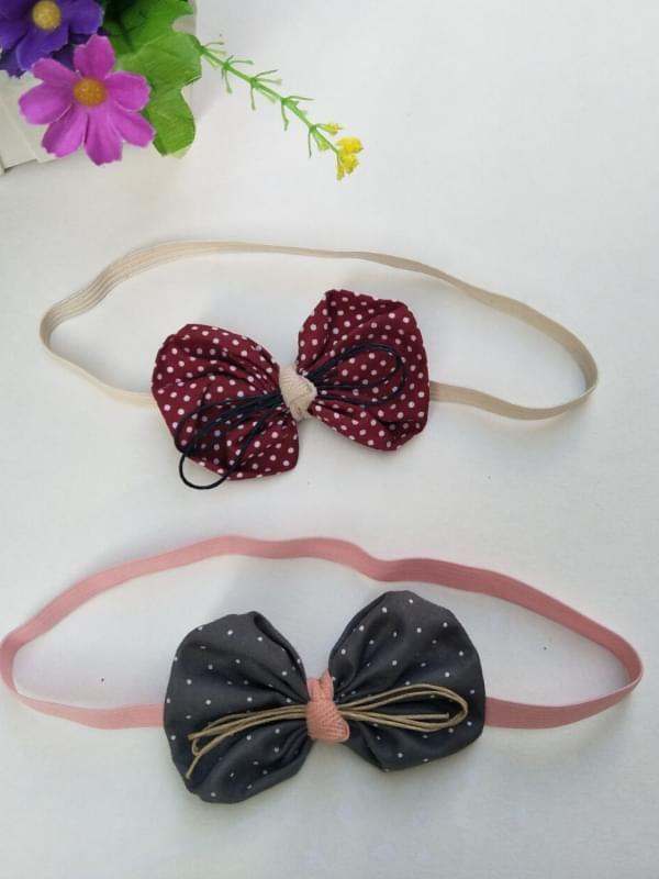 Cute Cloth Dots Printed Bowknot Headband Newborn Baby Girls - dianjiang-