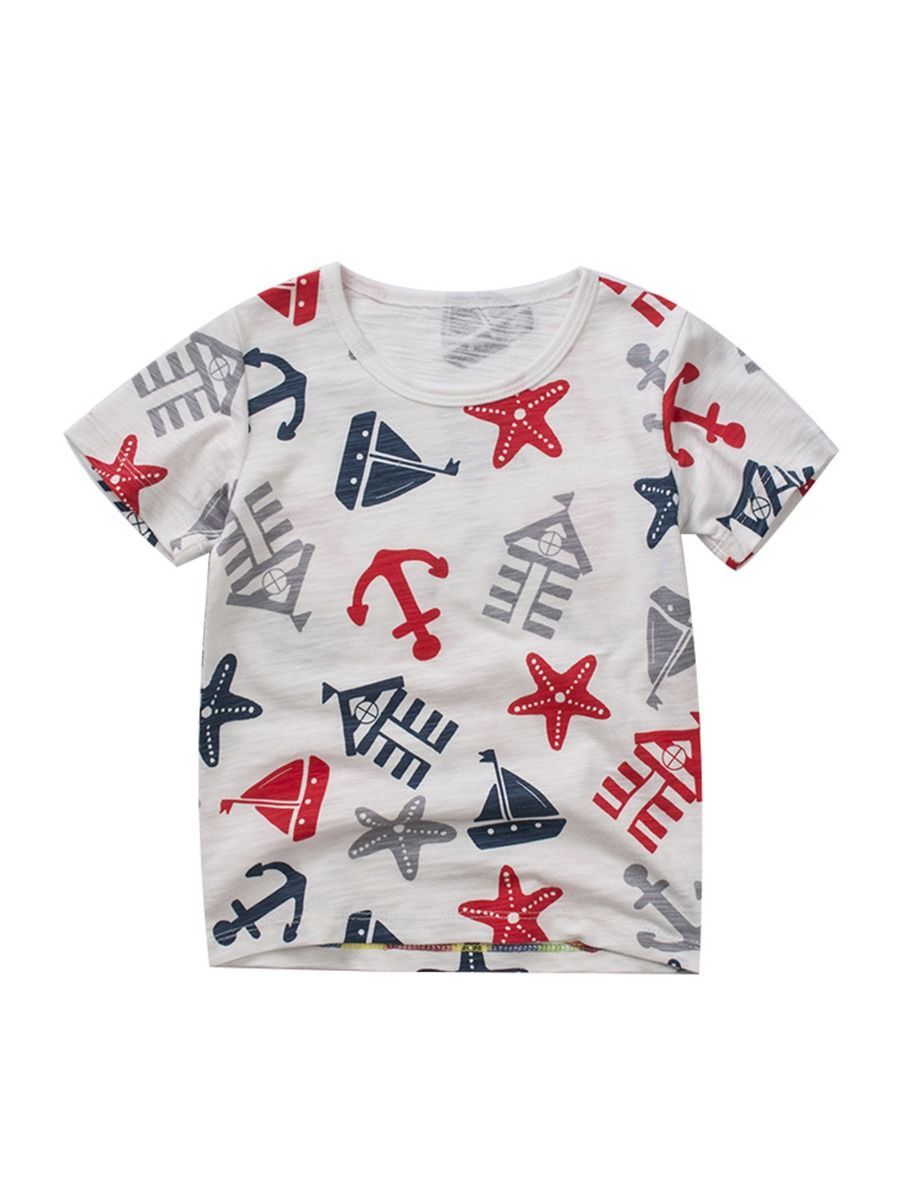 Sailing Boat Print Boys T-shirt - dianjiang-