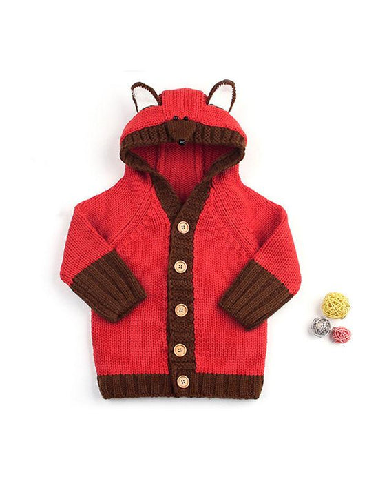 Bear Pattern Baby Hoodie Long Sleeve Buttoned Coats Outwear - dianjiang-