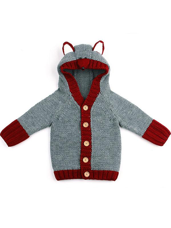 Bear Pattern Baby Hoodie Long Sleeve Buttoned Coats Outwear - dianjiang-