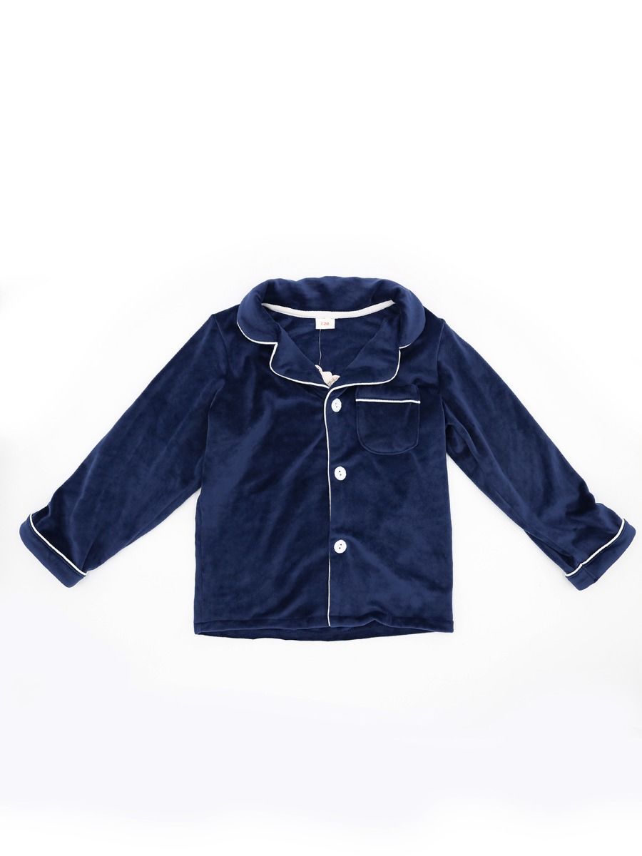 Fancy Winter Pyjamas Set Sleepwear Buttoned Top with Check Pocked + Long Pants Comfortable - dianjiang-