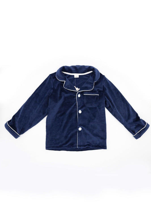 Fancy Winter Pyjamas Set Sleepwear Buttoned Top with Check Pocked + Long Pants Comfortable - dianjiang-