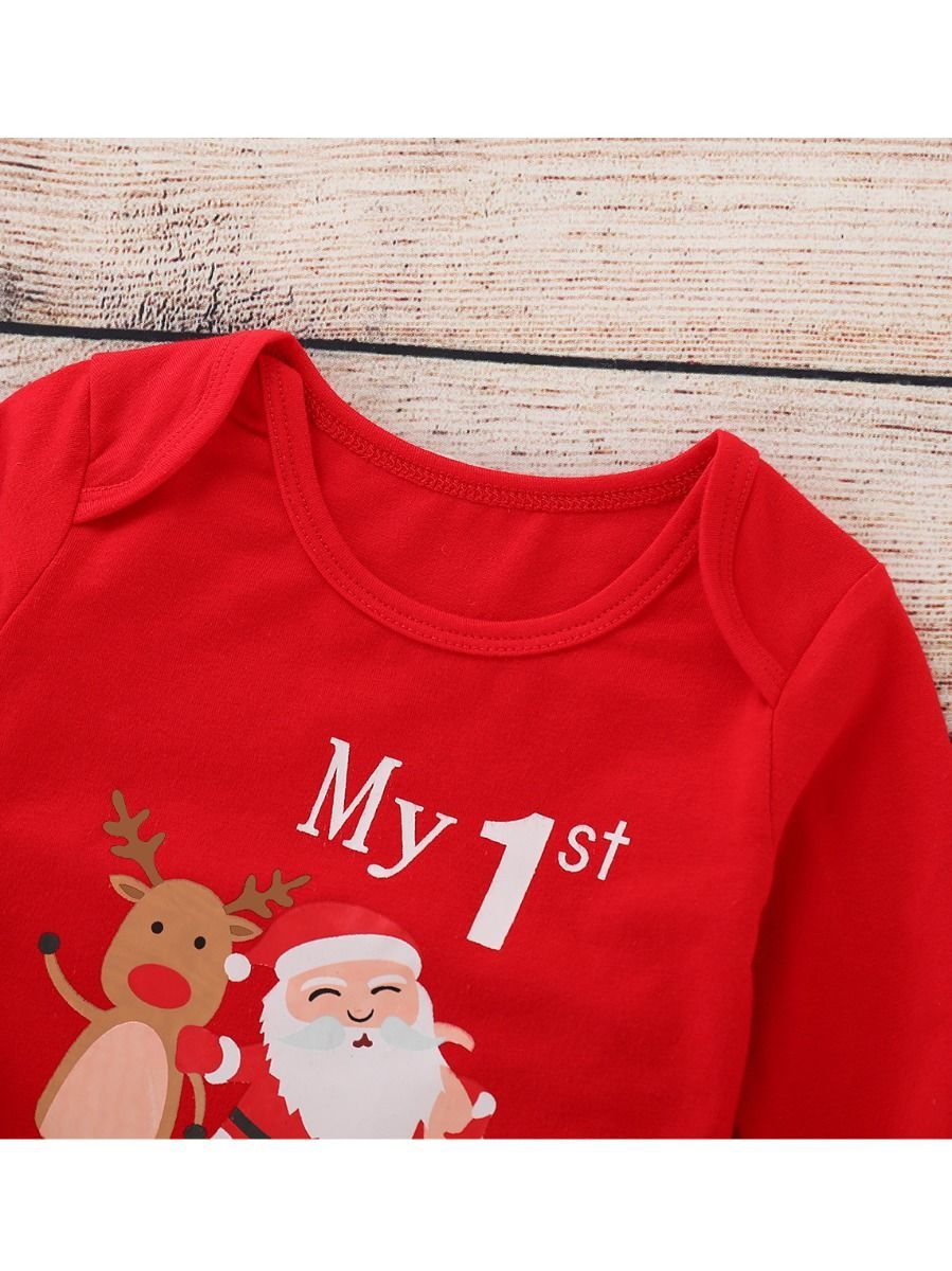 Xmas My 1ST CHRISTMAS Printed Infant Rompers Homewear - dianjiang-