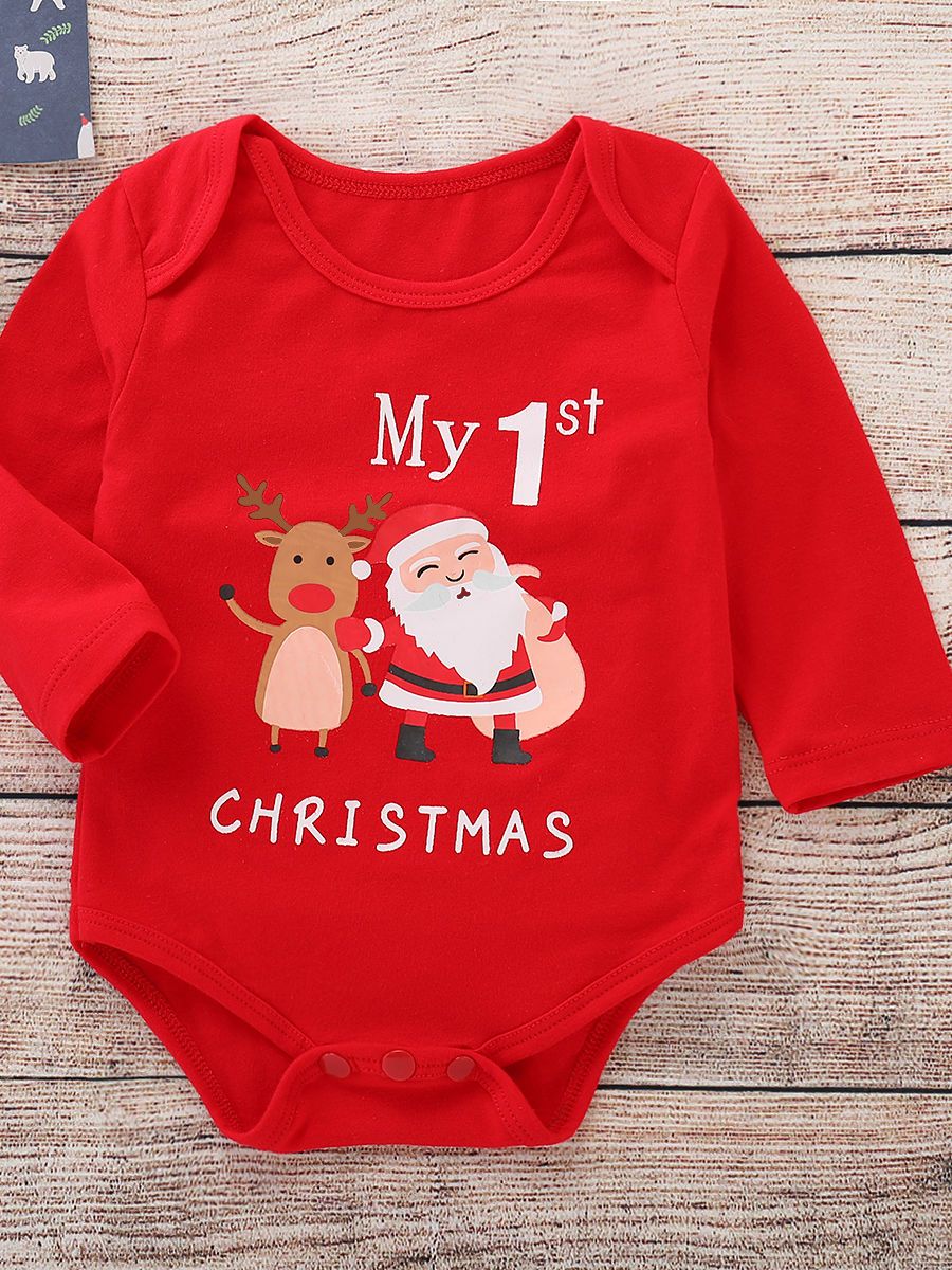 Xmas My 1ST CHRISTMAS Printed Infant Rompers Homewear - dianjiang-