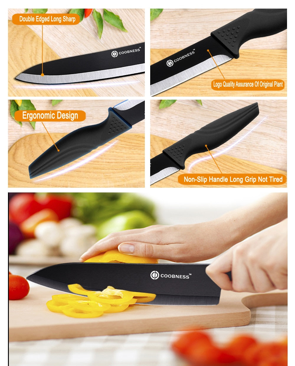 COOBNESS Brand Ceramic Knife 3 inch 4 inch 5 inch 6 inch Kitchen Knives Zirconia Black Blade Fruit Chef Knife Vege Cooking Tool - dianjiang-
