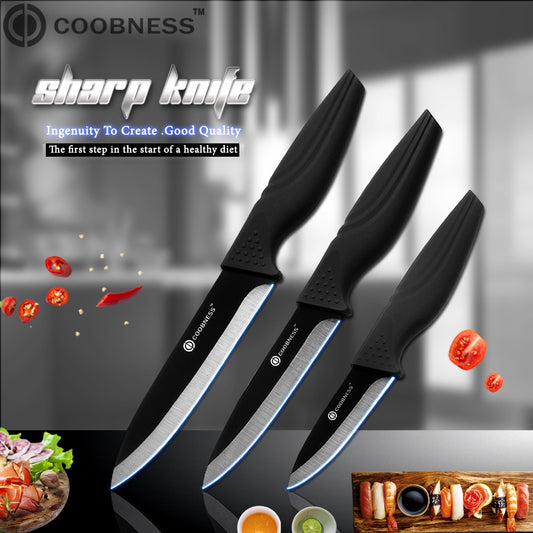 COOBNESS Brand Professional 3" 4" 5" 6" Ceramic Knife Top Grade Black Blade Black Handle Kitchen Knife 3 Piece Set Only For Sale - dianjiang-