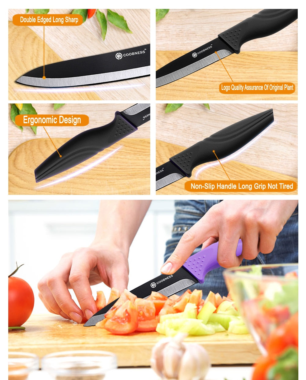 COOBNESS Brand Professional 3" 4" 5" 6" Ceramic Knife Top Grade Black Blade Black Handle Kitchen Knife 3 Piece Set Only For Sale - dianjiang-
