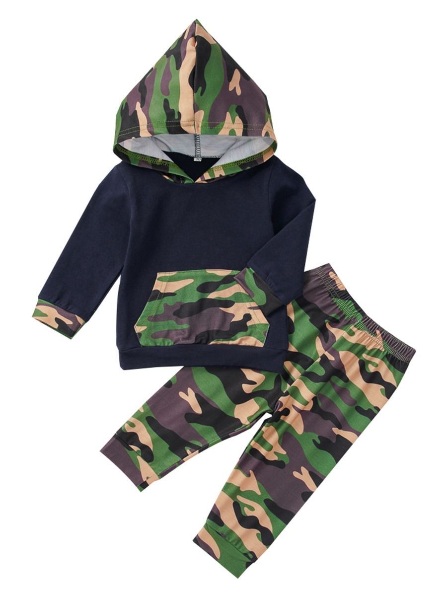 Autumn Baby Boys 2-Piece Camoflage Hoodie Sets pull-on Pants - dianjiang-