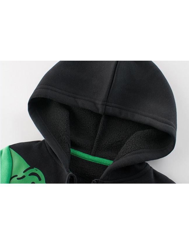 Cartoon Dinosaur Printed Fleece-lined Hoodie - dianjiang-