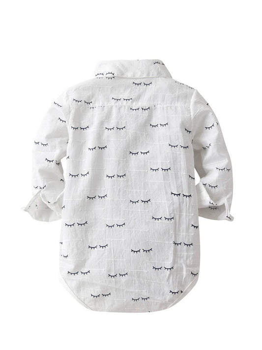 Cartoon Eyewinker Baby Little Boy Romper Onesie with Bowtie 6-24M - dianjiang-