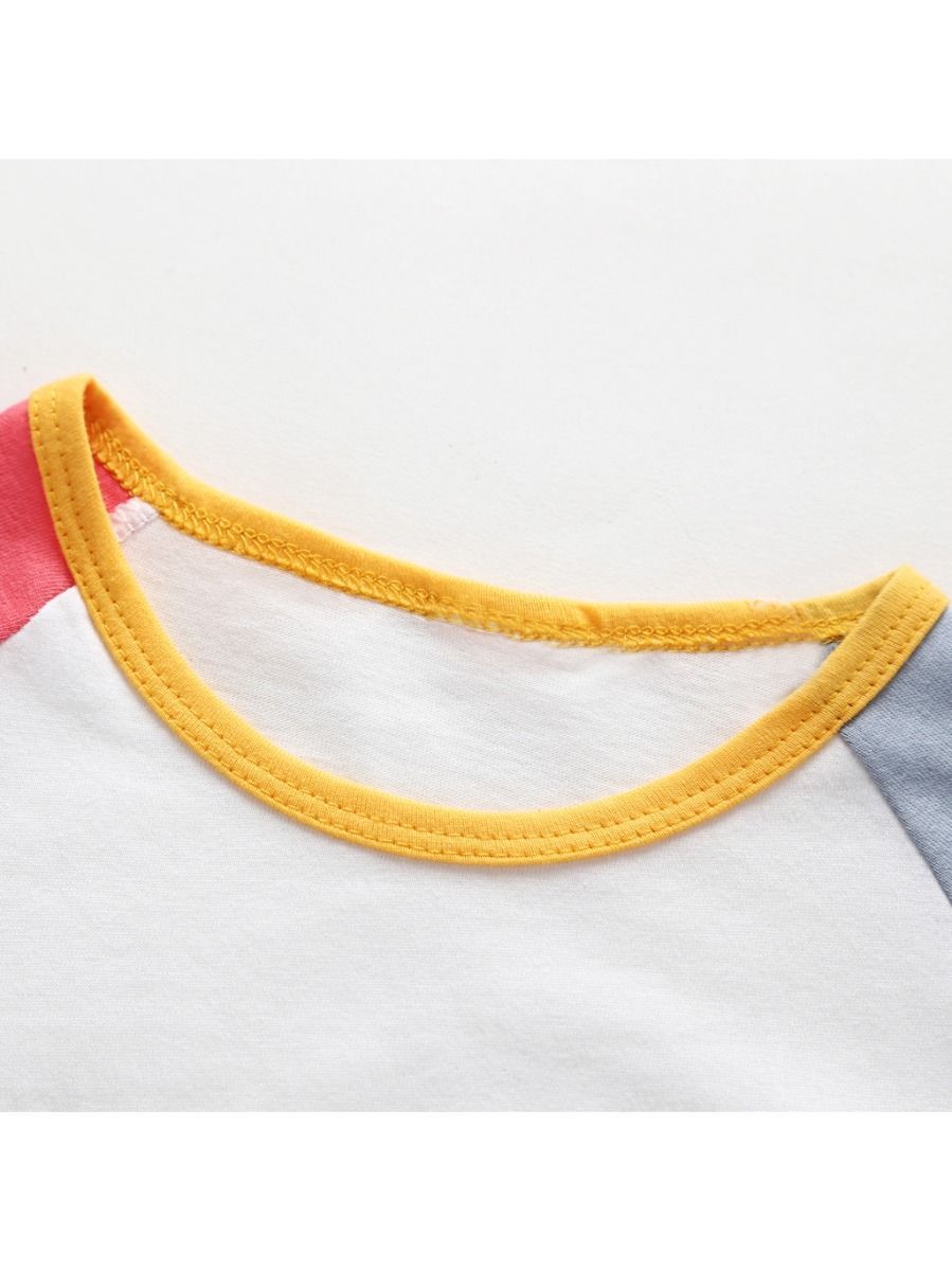 Cute Cartoon Lion Color-blocking T-shirt for Baby Little Boy - dianjiang-