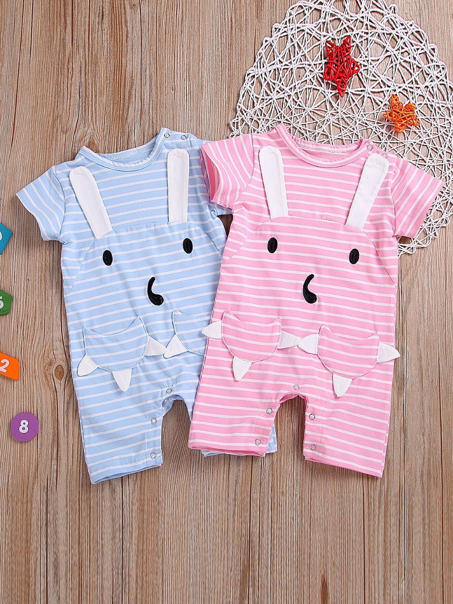 Cartoon Playsuit Animal Striped Short-sleeved Overalls - dianjiang-