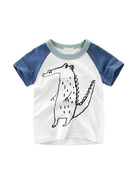 Cartoon Top Crocodile Print Cotton Tee Short-sleeve T-shirt - dianjiang-