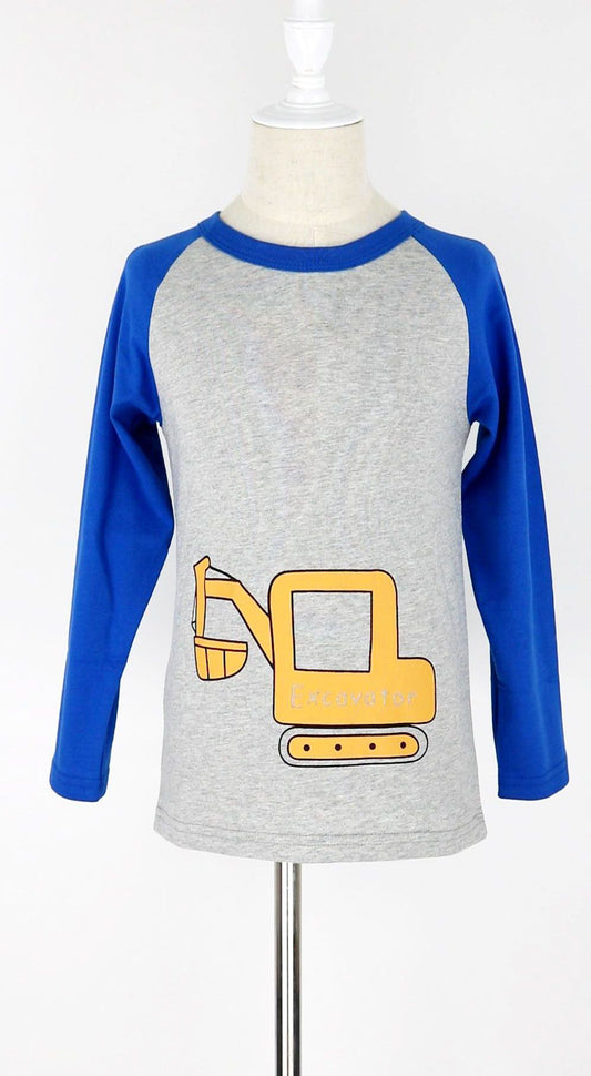 Cartoon Vehicle Printed Long-sleeve Tee Pullover Top Cotton Boys T-shirt - dianjiang-