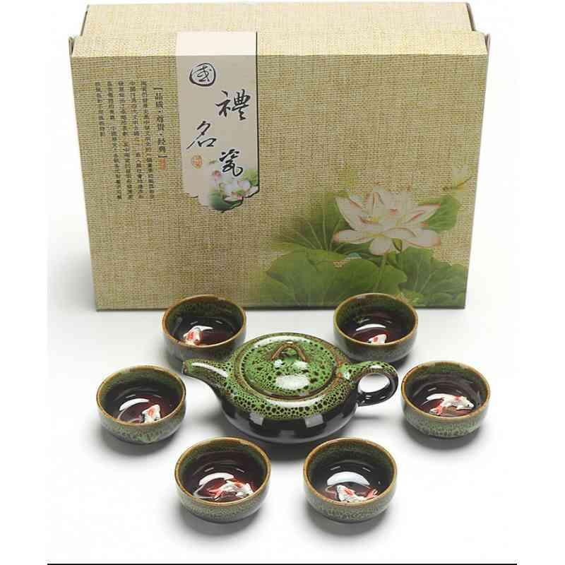 Chinese Kung Fu Tea Set Ceramic Glaze Teapot Porcelain Teaset Portable Tea Cups Of Tea Ceremony Teaware Sets Gift For Friend - dianjiang-