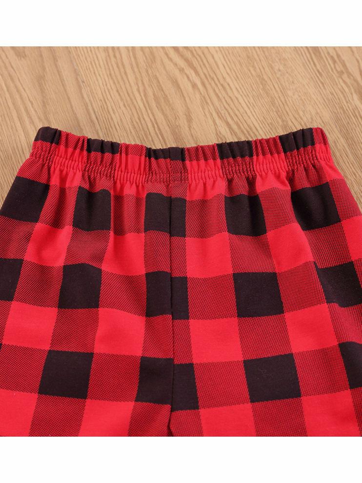 Christmas 2-Piece Set Deer Mesh Patchwork Top & Checked Pants - dianjiang-