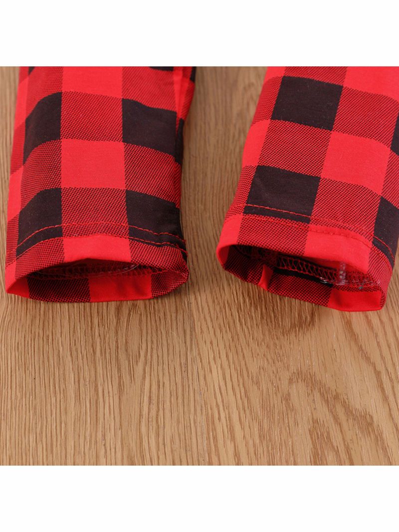 Christmas 2-Piece Set Deer Mesh Patchwork Top & Checked Pants - dianjiang-