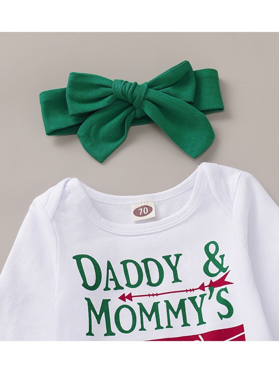 Christmas Baby 4-Piece Set Daddy Mommy's Favorite Gift Romper+Pants+Hat+Headband - dianjiang-