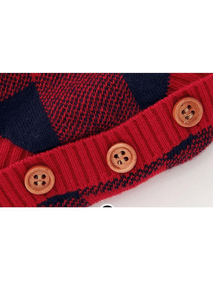 Christmas Baby Unisex Deer Checked Crochet Bodysuit - dianjiang-