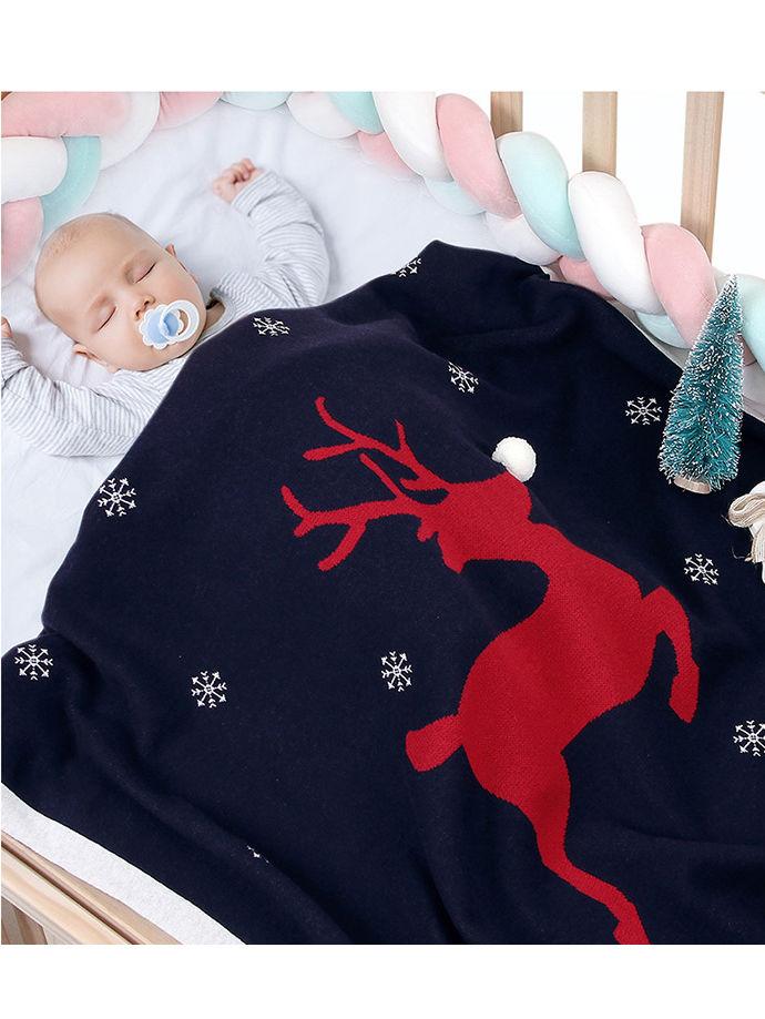 Christmas Deer Baby Knit Blanket - dianjiang-