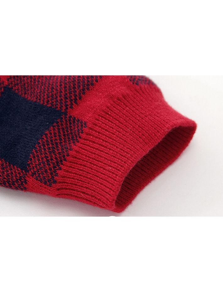 Christmas Deer Color Blocking Baby Knit crochet plaid Onesie - dianjiang-