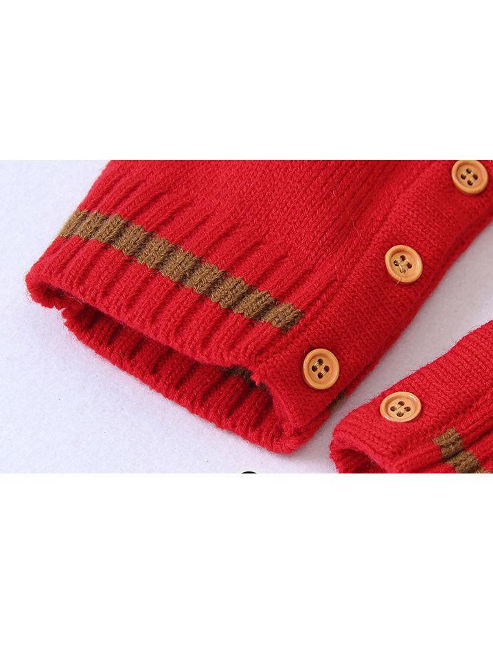 Baby Christmas Reindeer Snowflake Crochet Hooded Overalls - dianjiang-