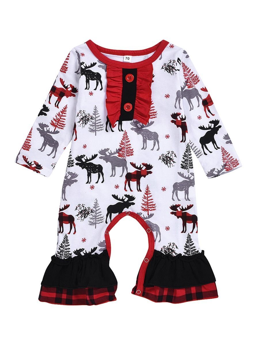 Christmas Theme Baby Ruffled Jumpsuit - dianjiang-