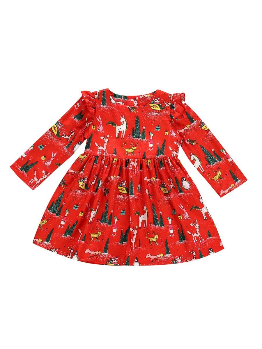 Christmas Theme Baby Toddler Girl Long-sleeved Dress - dianjiang-