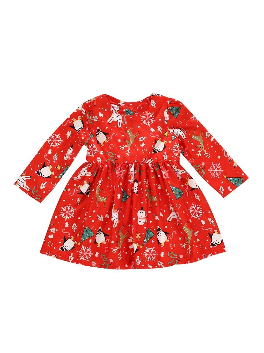 Christmas Theme Baby Toddler Girl Long-sleeved Dress - dianjiang-